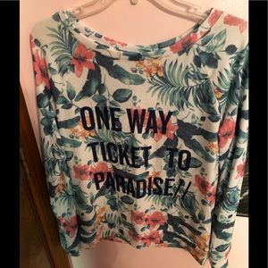 floral print with words sweater